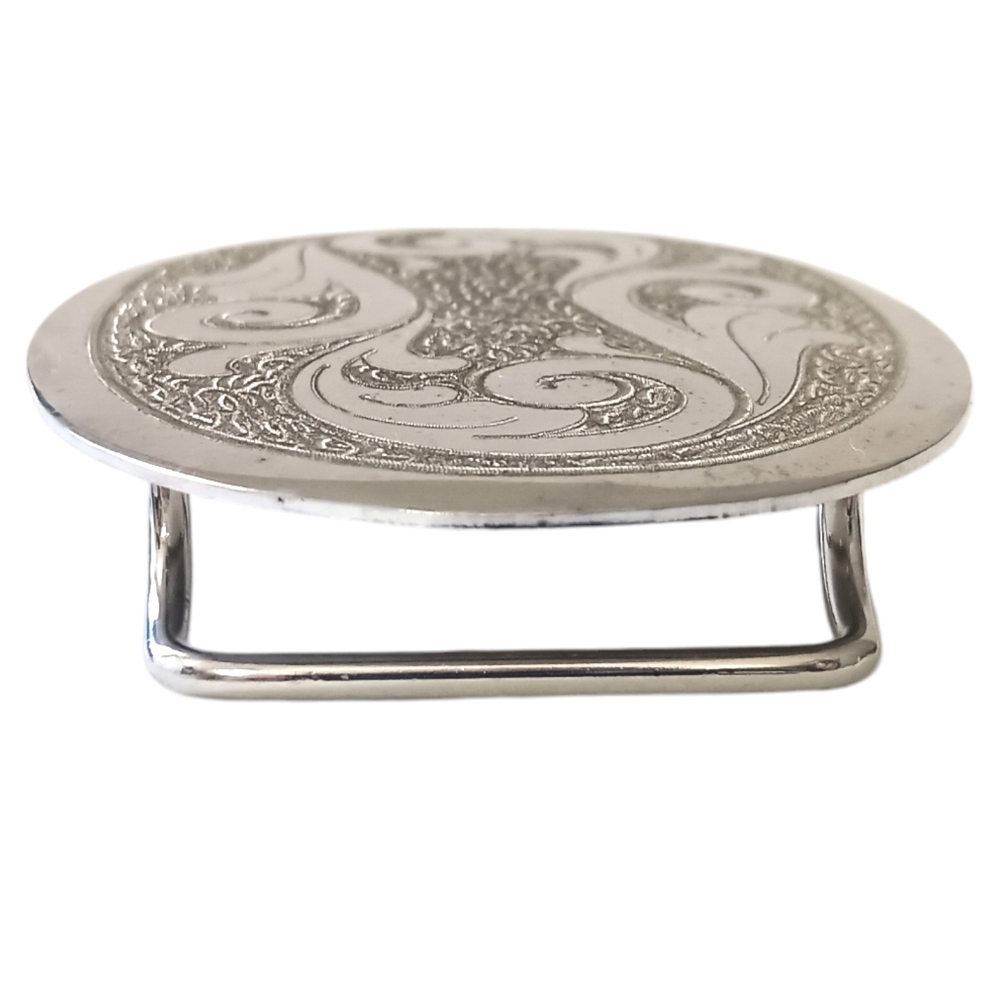 Frye Belt Buckle Etched German Silver Western Vintage Southwestern Cowgirl - Picture 7 of 14